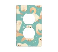 YYHHAOFA French Fashion Model Ferrets Pattern Double Socket Wall Panel Electrical Socket Cover Plate Shatter Decoration Durable 4.5x2.76in
