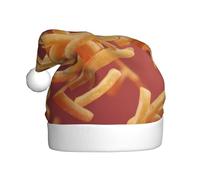 YYHHAOFA French fries thrown into the air Pattern Christmas Hat for Adult Making It a Fun and Durable Gift for Men and Women