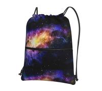 YYHHAOFA Galaxy in The Universe Prints Drawstring Zipper Backpack - Lightweight Gym Throw Bag with Water-Resistant Fabric & Multiple Pockets for Travel & Sports