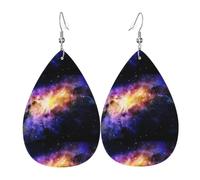 YYHHAOFA Galaxy in The Universe Prints Drip Leather Earrings - Elegant Faux Leather Drops for Festive & Everyday Style