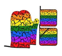YYHHAOFA Gay Pride Rainbow Pattern Prints Waterproof Oven Layers & Heat Resistant Pot Covers - Heavy-Duty Kitchen Throws for Safe Handling