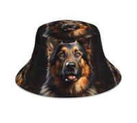 YYHHAOFA German Shepherd Printing Reflective Bucket Hat Lightweight, Breathable, Foldable for Men & Women Black