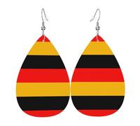 YYHHAOFA germany flag Prints Drip Leather Earrings - Elegant Faux Leather Drops for Festive & Everyday Style