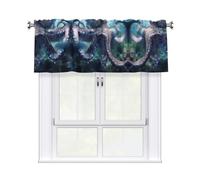 YYHHAOFA giant octopus Pattern curtain with short pole, 54x18in for kitchen, bathroom, laundry room, and studio windows, featuring a light filtering