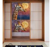 YYHHAOFA Giraffe looking at the moon Pattern Door curtain partition splicing privacy protection suitable for kitchen, bathroom, room 34x56in