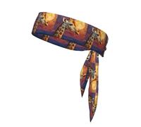 YYHHAOFA Giraffe looking at the moon Printed Sports headscarf, sweat absorbing and breathable, motion headband, double-sided kerchief