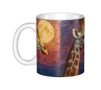 YYHHAOFA Giraffe looking at the moon Prints mug ceramic Mugs for cappuccino, latte, cereal, yogurt, milk, hot or cold drinks Micro-wave oven