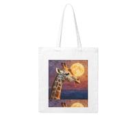 YYHHAOFA Giraffe looking at the moon Prints Woman Canvas Tote Bag Strong and durable for traveling, shopping, Daily One Size