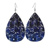 YYHHAOFA Glow in The Dark Prints Teardrop Leather Earrings - Vivid Dangle Drops for Women, Lightweight Fashion Jewelry, Silver-Plated Hooks for Sensitive Ears & Holiday Events