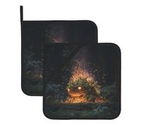 YYHHAOFA Glowing monster Pattern Square pot mat two-piece set, insulated, thickened, waterproof, easy to clean