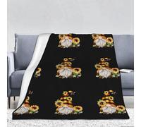 YYHHAOFA Gnome Bee Yellow Floral Prints Flannel blanket 66x90 in 320g flannel : Skin-friendly, warm and comfortable durable