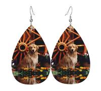 YYHHAOFA Golden Dog Prints Drip Earrings - Stylish Faux Leather Drops with 925 Sterling Silver Hooks - Hypoallergenic & Long-Lasting