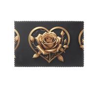 YYHHAOFA Golden Heart Rose Prints Placemats Set of 6 12x18in - Create Cozy Table Settings for Everyday Moments & Special Gatherings