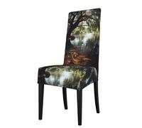 YYHHAOFA Goldfish under the willow tree Printed dining chair cover is easy to disassemble and made of high resilience fabric that is wear-resistant
