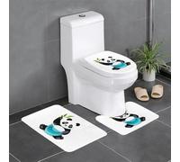 YYHHAOFA Gorgeous glass panda Printed Anti slip floor mat three piece set bathroom carpet anti slip durable