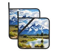 YYHHAOFA Grand Teton National Park Prints Square Insulated Pot Holder Set of 2 8x8 in for Kitchen lids, Microwave ovens, Outdoor barbecues