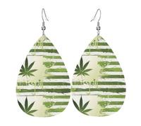 YYHHAOFA grass Pot Leaf Prints Teardrop Leather Earrings - Vivid Dangle Drops for Women, Lightweight Fashion Jewelry, Silver-Plated Hooks for Sensitive Ears & Holiday Events