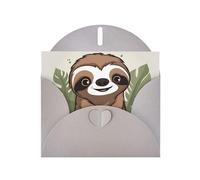 YYHHAOFA Gray Greeting Card Cute Cartoon Sloth Picture for Christmas, Children's Birthday, Valentine's Day, and Party Invitation