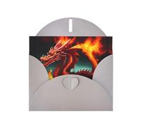 YYHHAOFA Gray Greeting Card Dragon King in Fire Picture 4x6in for Christmas, children's birthdays, Valentine's Day, wedding anniversaries, and party invitations