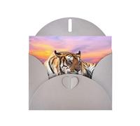 YYHHAOFA Gray Greeting Card Tiger Lying on Wood Picture 4x6in for Christmas, children's birthdays, Valentine's Day, wedding anniversaries, and party invitations