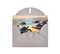 YYHHAOFA Gray Greeting Card turtles on the beach Picture 4x6in for Christmas, children's birthdays, Valentine's Day, wedding anniversaries, and party invitations