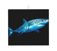 YYHHAOFA great white shark Prints Kitchen Drying Mat - Highly Absorbent Microfiber Throw, Non-Slip Counter Cover, Quick-Drying Layer with Fade-Resistant Print