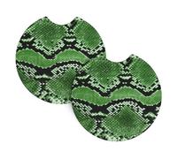 YYHHAOFA Green Snakeskin Prints Car Cup Coasters 2-Pack - Stylish Drink Protectors: Keep Your Ride Clean & Fresh!