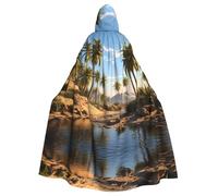 YYHHAOFA Group Of Palm Trees Pattern Halloween Adult Hooded Cape Men'S And Women'S Clothing Mantle Role-Playing