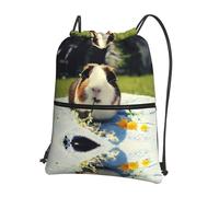 YYHHAOFA Guinea Pigs Funny Prints Drawstring Zipper Backpack - Lightweight Gym Throw Bag with Water-Resistant Fabric & Multiple Pockets for Travel & Sports