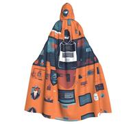 YYHHAOFA Hacker Attack Pattern Halloween Adult Hooded Cape Men'S And Women'S Clothing Mantle Role-Playing