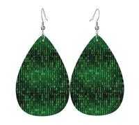YYHHAOFA hacker era Prints Teardrop Leather Earrings - Lightweight Dangle Earrings for Women, Vivid Color Faux Leather Drops with Silver Plated Hooks