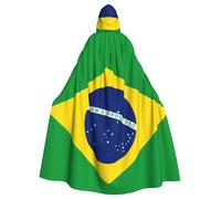 YYHHAOFA Halloween Adult Hooded Cape for Parties and Cosplay Costumes Brazilian flag Pattern