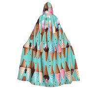 YYHHAOFA Halloween Adult Hooded Cape for Parties and Cosplay Costumes Ice Cream Cones Prints