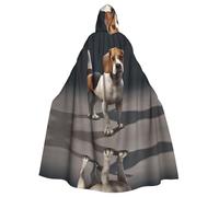 YYHHAOFA Halloween Adult Hooded Cape for Parties and Cosplay Costumes ovely Pet Dog Beagle Printing