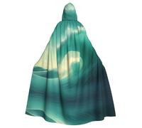 YYHHAOFA Halloween Adult Hooded Cape for Parties and Cosplay Events Ocean Green Wave Surf Prints