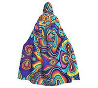 YYHHAOFA Halloween Adult Hooded Cape for Parties and Cosplay Events Psychedelic Colors Prints