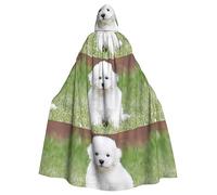 YYHHAOFA Halloween Adult Hooded Cloak - Cosplay Party Costume for Men and Women Bichon Frise Dog Pattern, Bichon Frise Dog, One size