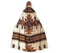 YYHHAOFA Halloween Adult Hooded Cloak - Cosplay Party Costume for Men and Women Native American Patterns Printing, Native American Patterns, One size