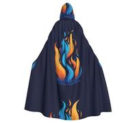 YYHHAOFA Halloween Adult Hooded Cloak Full Length Cape | For Cosplay Parties Blue Flame Pattern