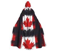YYHHAOFA Halloween Adult Hooded Cloak Full Length Cape | For Cosplay Parties Canadian Flag Pattern