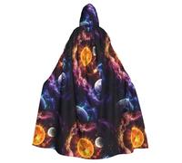 YYHHAOFA Halloween Adult Hooded Cloak Full Length Cape | For Cosplay Parties Galaxy Pattern Pattern