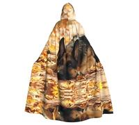 YYHHAOFA Halloween Hooded Cloak for Adults, Long Polyester Cape | For Cosplay, Stage & Party German Shepherd Dog Prints