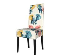YYHHAOFA Hand-painted elephant head Printed dining chair cover is easy to disassemble and made of high resilience fabric that is wear-resistant