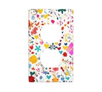 YYHHAOFA Happy Birthday Background Pattern Double Socket Wall Panel Electrical Socket Cover Plate Shatter Decoration Durable 4.5x2.76in