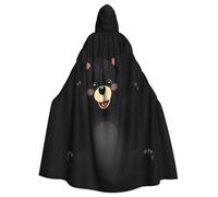 YYHHAOFA Happy Little Black Bear Printing Halloween Adult Hooded Cape Cloak No Zipper, Comfortable For Costume Parties