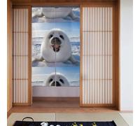 YYHHAOFA Harp Seal Painting Wallpaper Printed Curtain two Pieces Spliced 34x56in Fabric curtains, room dividers Fabric, Smooth & Not Easily Wrinkled