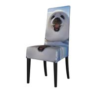 YYHHAOFA Harp Seal Painting Wallpaper Prints dining chair cover is easy to disassemble and made of high resilience fabric that is wear-resistant