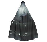 YYHHAOFA Haunted Mansion Pattern Halloween Adult Hooded Cape Men'S And Women'S Clothing Mantle Role-Playing