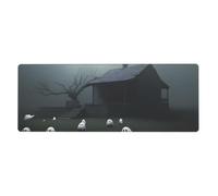Yyhhaofa Haunted Mansion Printed Extra Large Mouse Pad, Computer Office Anti Slip Gaming Keyboard Thickened Version 12x31.5in