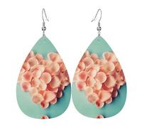 YYHHAOFA Heart Shaped Floral Petals Prints Teardrop Leather Earrings - Lightweight Dangles with Silver-Plated Hooks, Vivid Color & Rust-Resistant Design for Parties & Gifts